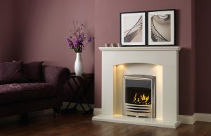 Cartmel Fireplace Suite In Polar White with Solaris Chrome Fire