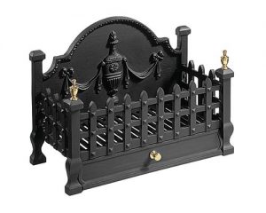 Castle fire basket in black