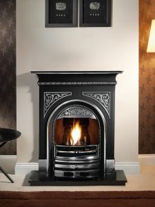 Tregaron 36" highlight combination fireplace, decorative gas fire with ceramic coals and 36" granite hearth