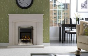 Carlton Fireplace Suite in Portuguese Limestone Solaris Chrome